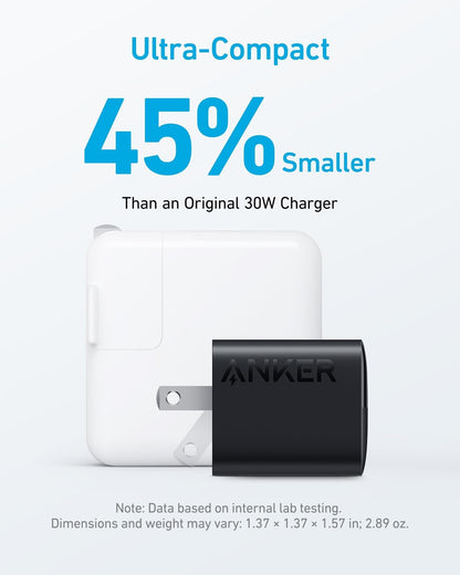 Anker USB C Charger Block, 33W 2 Port Compact Charger with Foldable Plug for iPhone 16/15, Galaxy, and More (Cable Not Included)