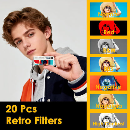 Mini Retro Digital Camera with 32GB SD Card, 1080P HD Keychain Camera - Orange