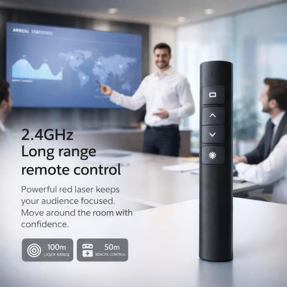 Wireless Rechargeable Presentation Clicker with Laser Pointer