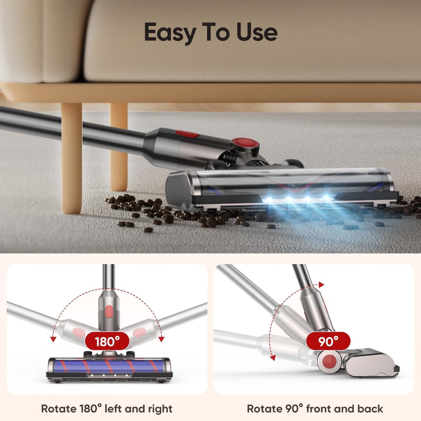 Replacement Brush Head with LED for Dyson V7 V8 V10 V11 V15 Vacuums