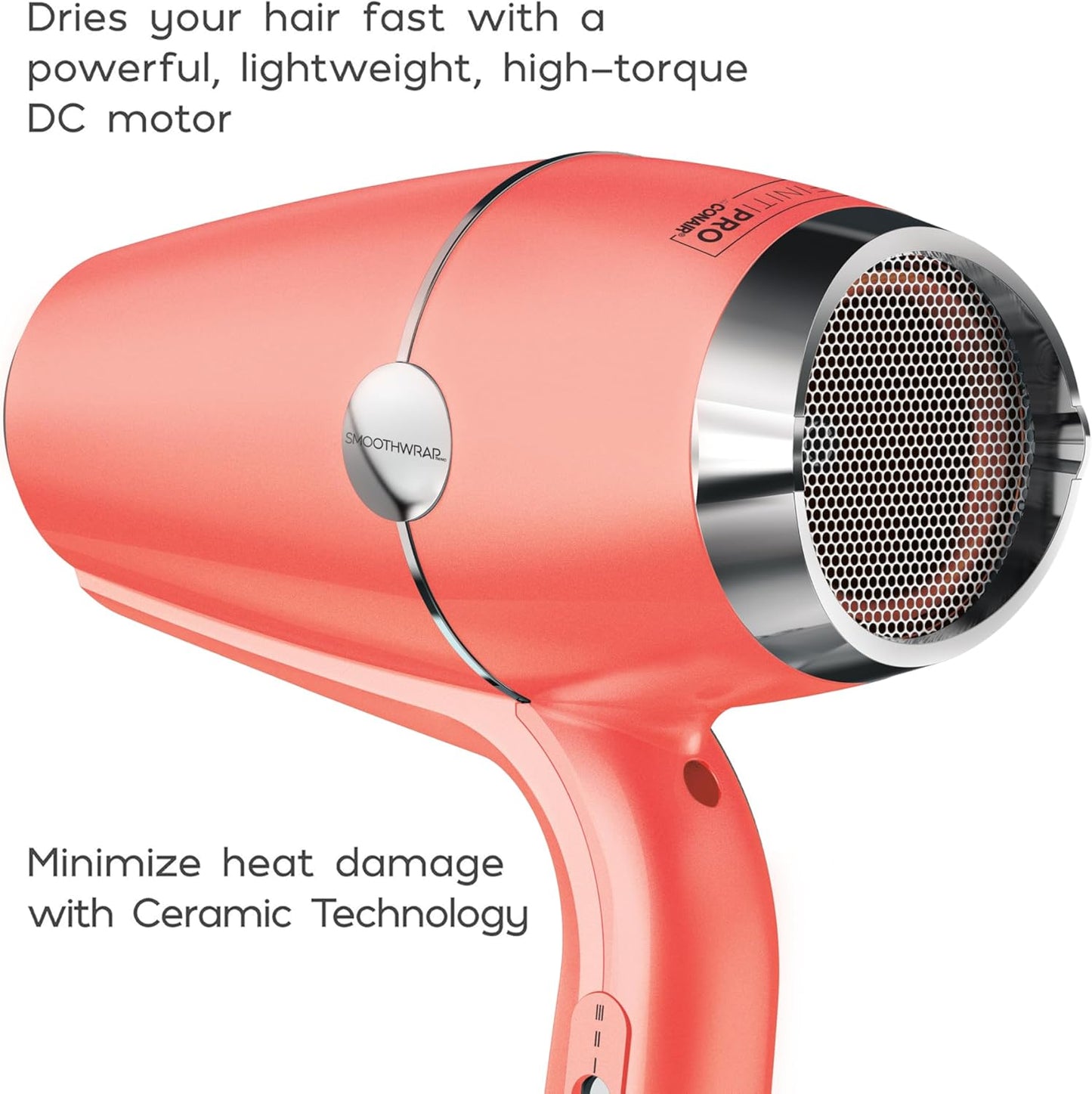 InfinitiPRO by Conair SmoothWrap Ionic Hair Dryer with Diffuser – Apricot Crush