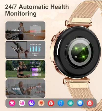 Women’s Smart Watch with Bluetooth Calling – 1.27" Touchscreen Fitness Tracker, 100+ Sports Modes, Health Monitor, Waterproof, for iOS & Android