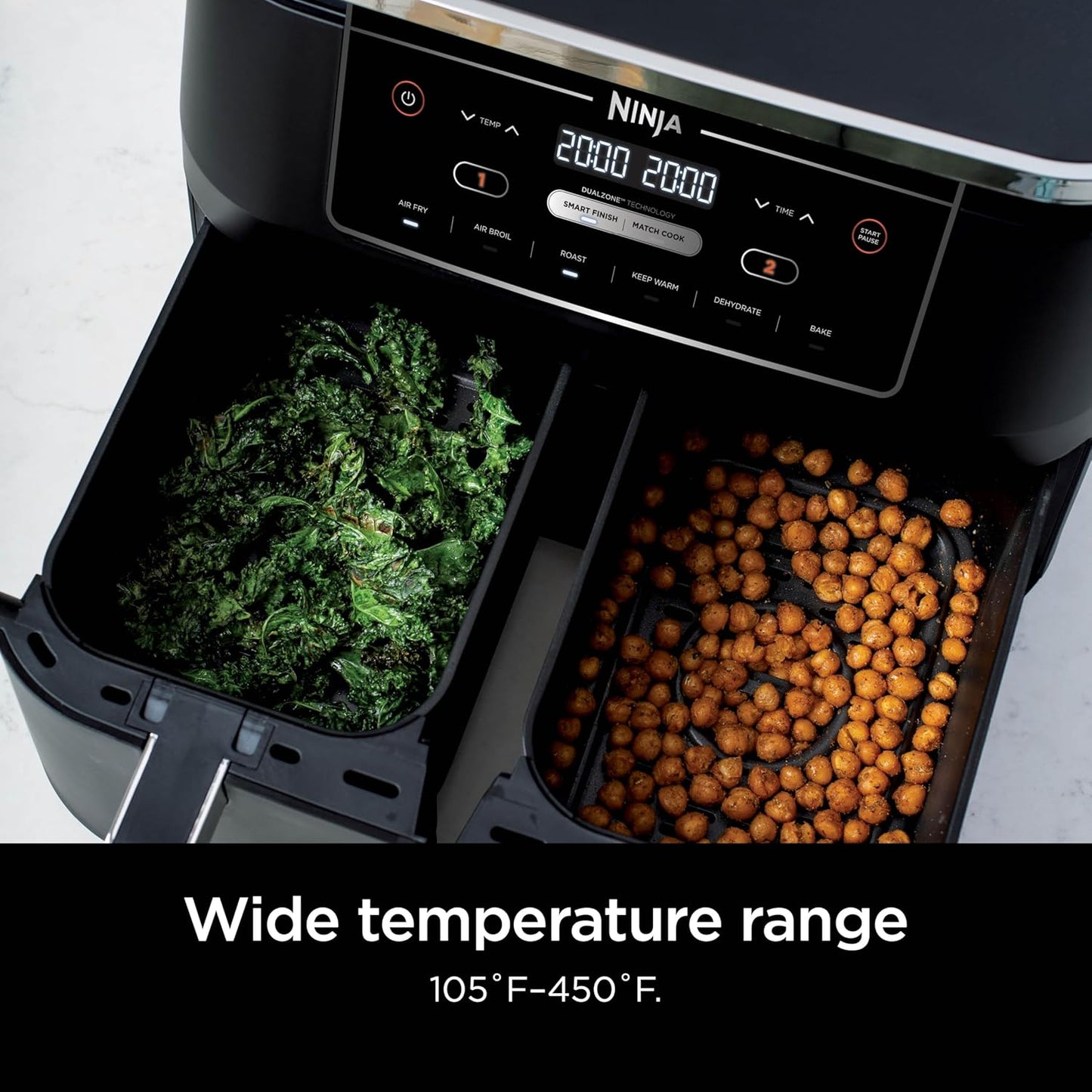 Ninja Foodi 10-qt. 6-in-1 DualZone XL Air Fryer, 2 Independent Baskets, Black, DZ302C (Canadian Version)