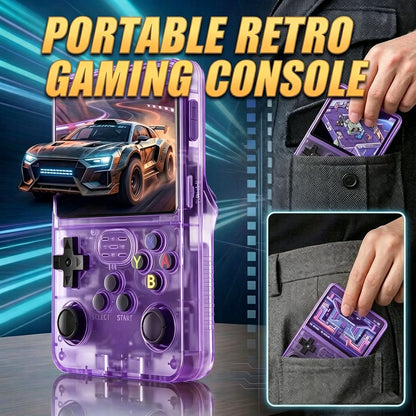 Retro Handheld Game Console with 3.5" IPS Screen, Dual Joysticks & 3500mAh Battery – Dark Misty Violet