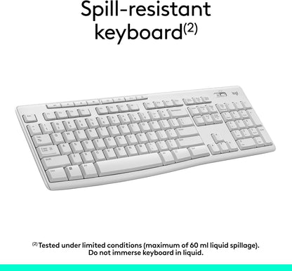 Logitech MK270 Wireless Keyboard and Mouse Combo – 2.4GHz Wireless, Compact Mouse, Long Battery Life, Off White