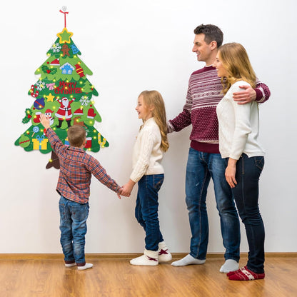 3.28Ft DIY Felt Christmas Tree for Kids with 32 Ornaments and LED Light