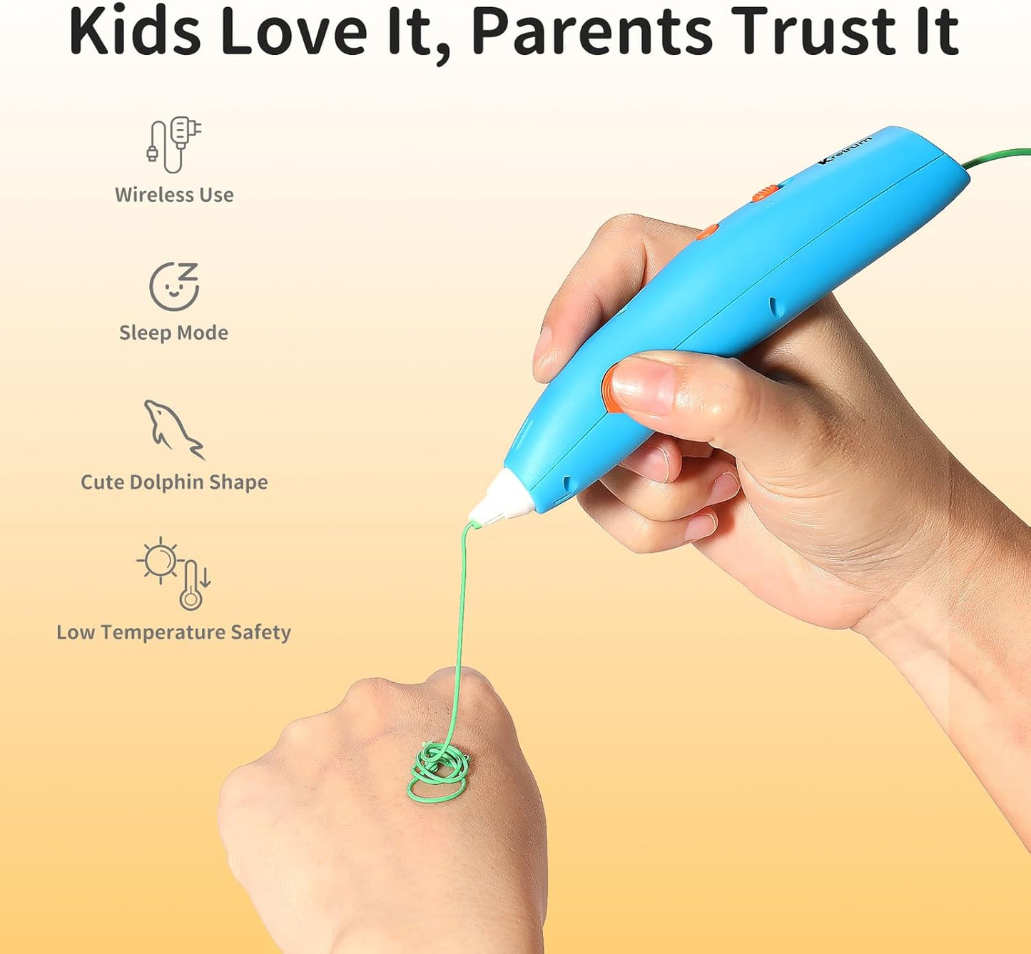 Low Temperature 3D Printing Pen Kit with Cute Shape Wireless 3D Pen, 17 Color 1.75mm PCL Filament, Car Stencil and Fun Small Car Toy Base Crayon 3D Stylo 3D (Blue)