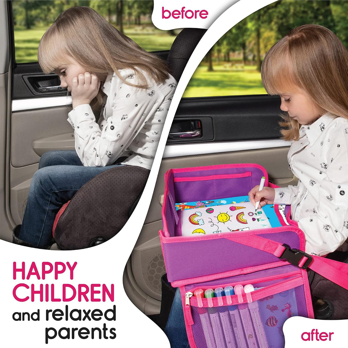 Toddler & Kids Travel Tray for Car Seats and Airplanes - Essential Lap Desk for Road Trips and Activities