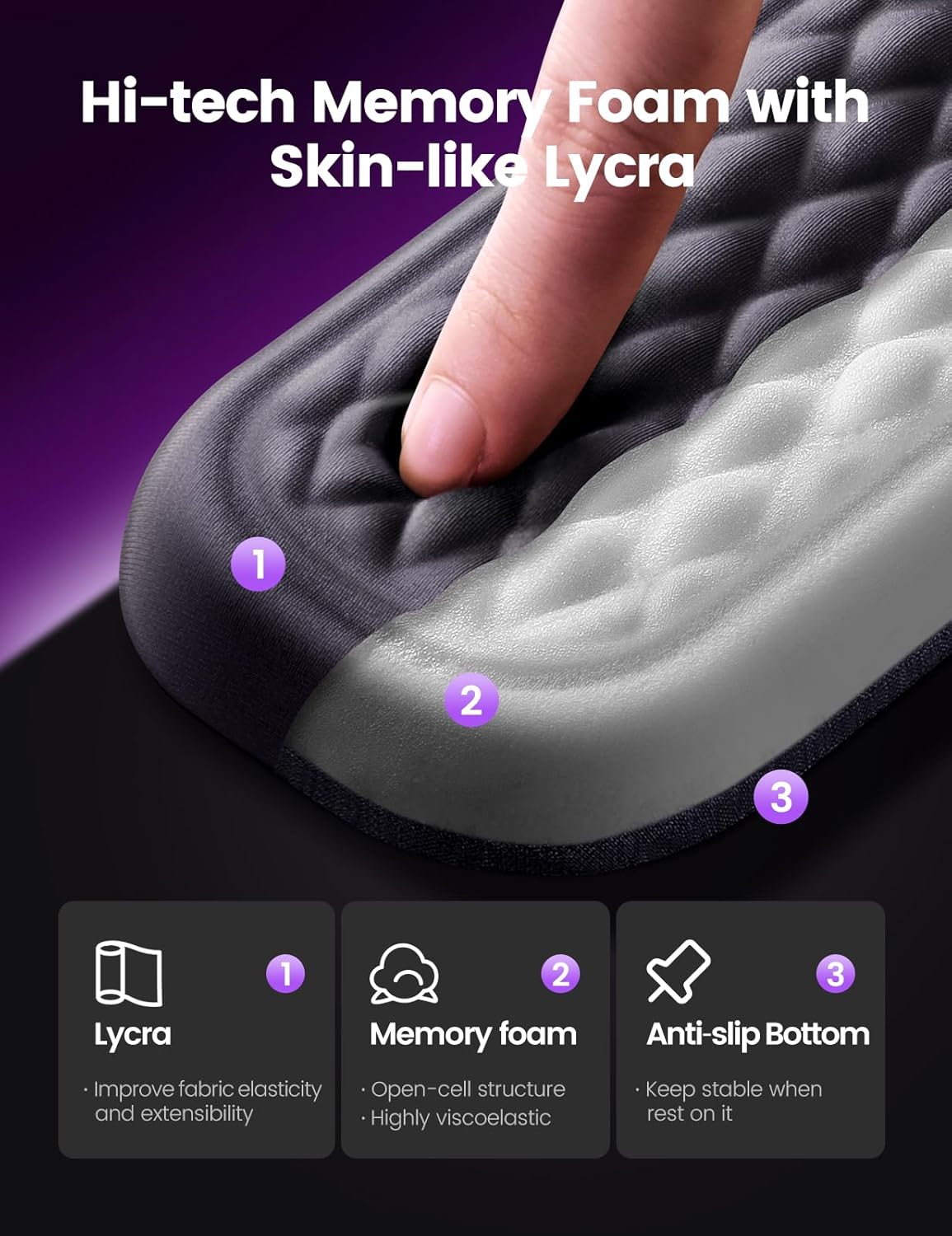 Keyboard and Mouse Wrist Rest Pad Set, Memory Foam Hand Rest Support for Office, Computer, Laptop, Typing – Large Set for Wrist Pain Relief (Black)