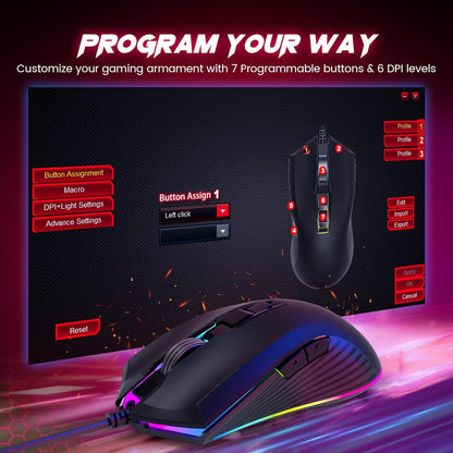 Gaming Keyboard and Mouse Combo, 104 Keys All-Metal Panel Light Up Silent Computer Keyboard, Wrist Rest, LED Backlit 4200 DPI Gaming Mouse, Wired Keyboard Mouse Set for PC MAC Xbox Gamer