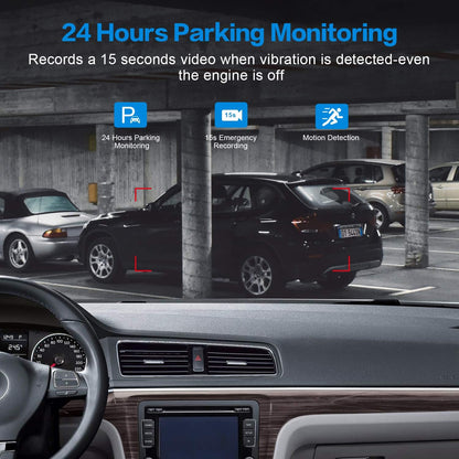 1080P FHD Dash Cam Front with 3" IPS Screen, 170° Wide Angle, G-Sensor, Parking Monitor, Loop Recording, Motion Detection, 32GB SD Card