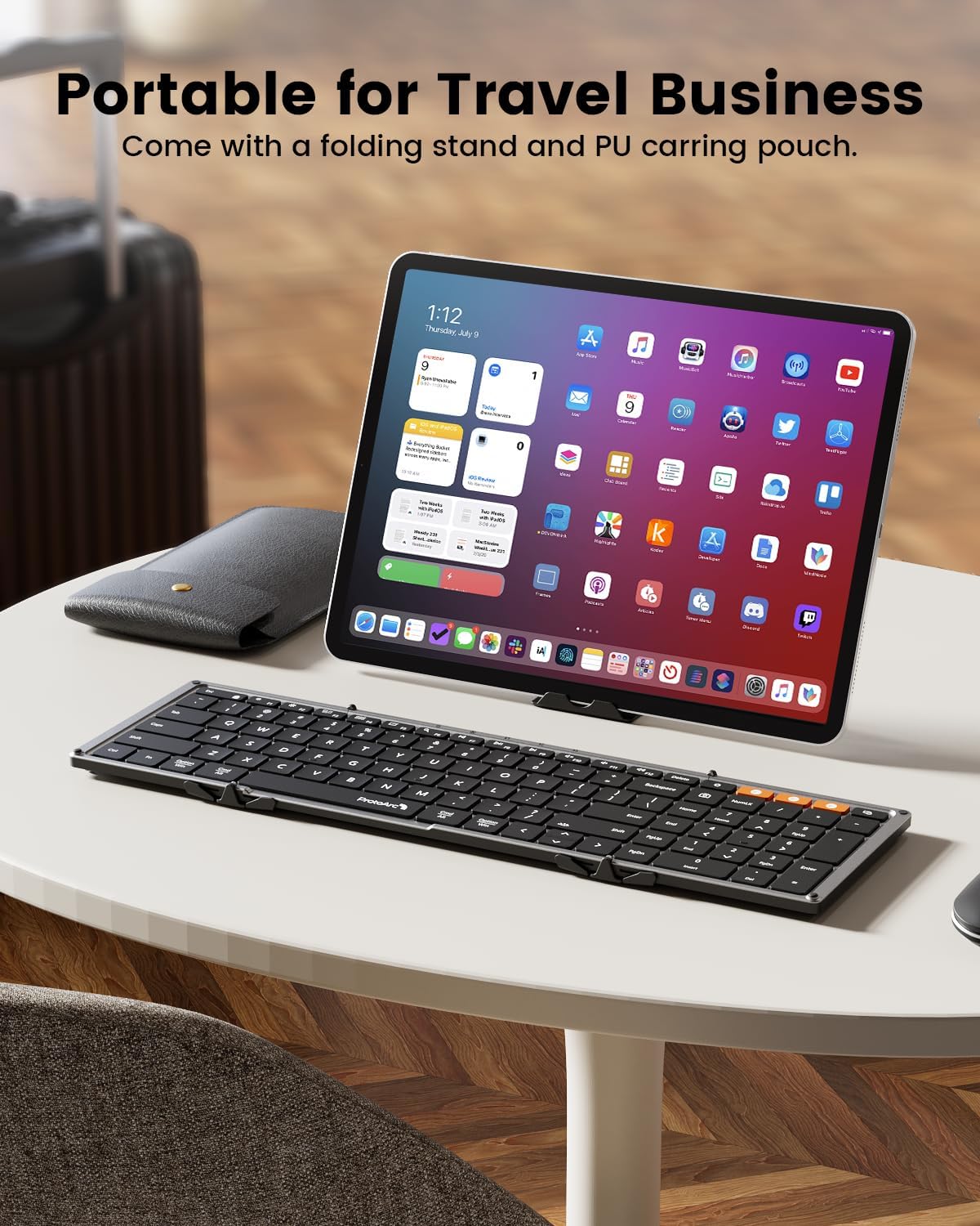 New Model 2025 Foldable Bluetooth Keyboard – Portable Backlit Wireless Keyboard for Travel, Full-Size Design for iPad, Surface, Tablet, Smartphone, Laptop, and PC