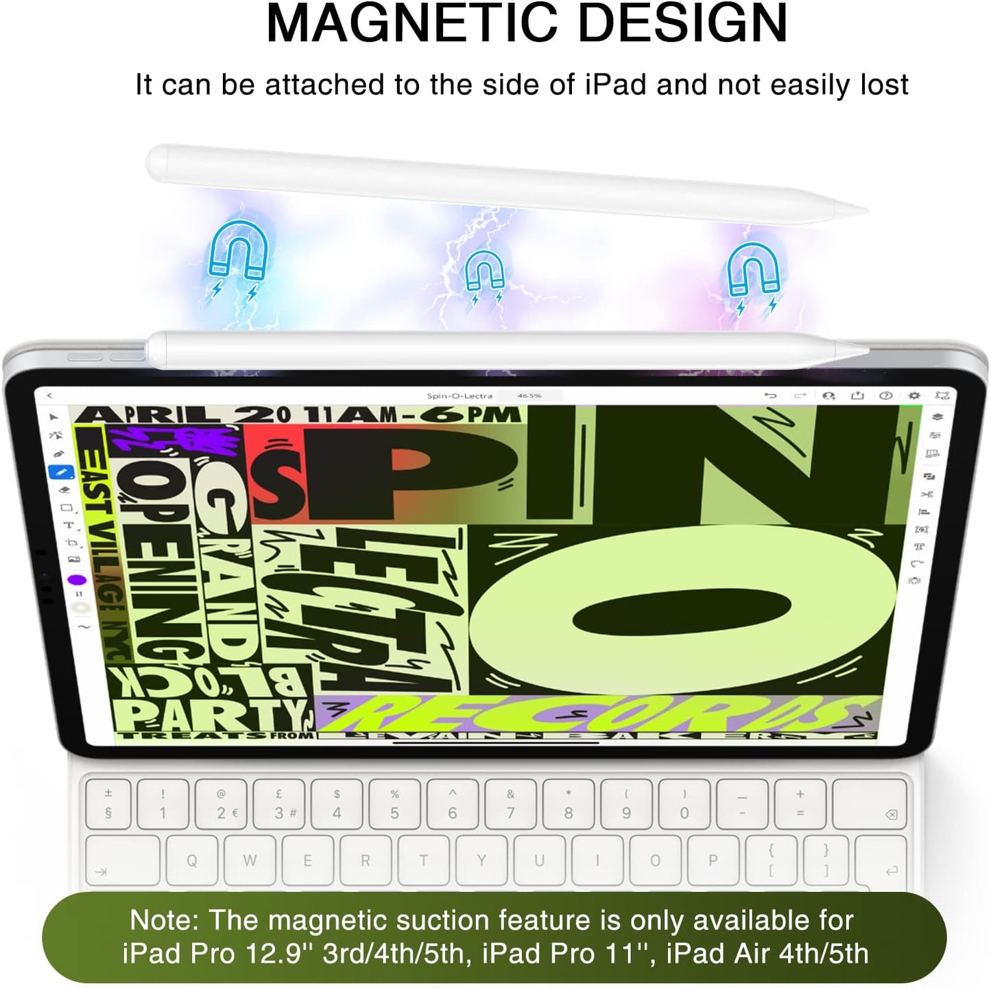 Stylus Pen for iPad 2018-2025, Fast Charging Magnetic Pencil (1st Generation) with Tilt Sensitivity & Palm Rejection for iPad 6/7/8/9/10/11, Air 3/4/5/M2/M3, iPad mini 5/6/7, iPad