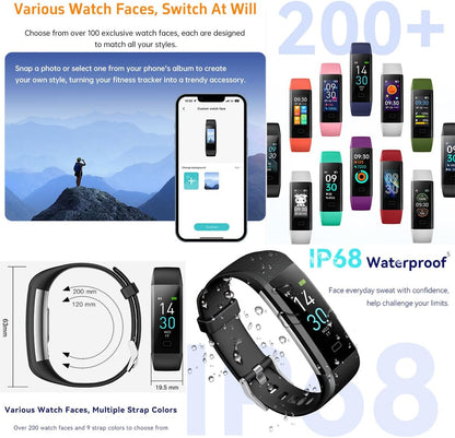 Fitness Tracker Watch with Heart Rate & Sleep Monitor, Step Counter, Calorie Tracker & Multi-Sport Modes for Android & iOS (BLACK)