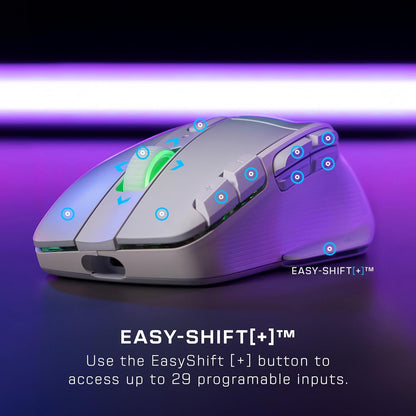 Kone XP Air Wireless Ergonomic RGB Gaming Mouse, Bluetooth, 19K DPI Optical Sensor, 100-hour Battery & Charging Dock, 29 Programmable Inputs, 4D Wheel