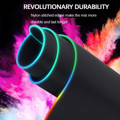 RGB Gaming Mouse Pad with 14 light modes, USB Ports, Anti-Slip Rubber Base, and Computer Keyboard Mat (31.5x 11.8")
