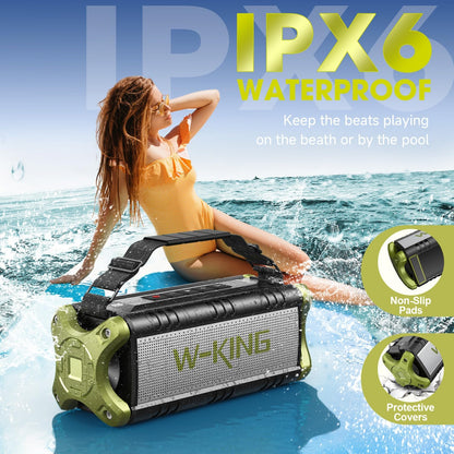 W-King 90W Peak Bluetooth Speaker, Portable Speakers Bluetooth Wireless, IPX6 Waterproof Outdoor Speakers