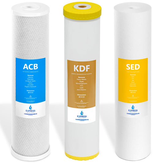 Express Water Whole House Heavy Metal Water Filter Set - Sediment, Carbon Block, KDF - 5 Micron - 4.5" x 20" inch