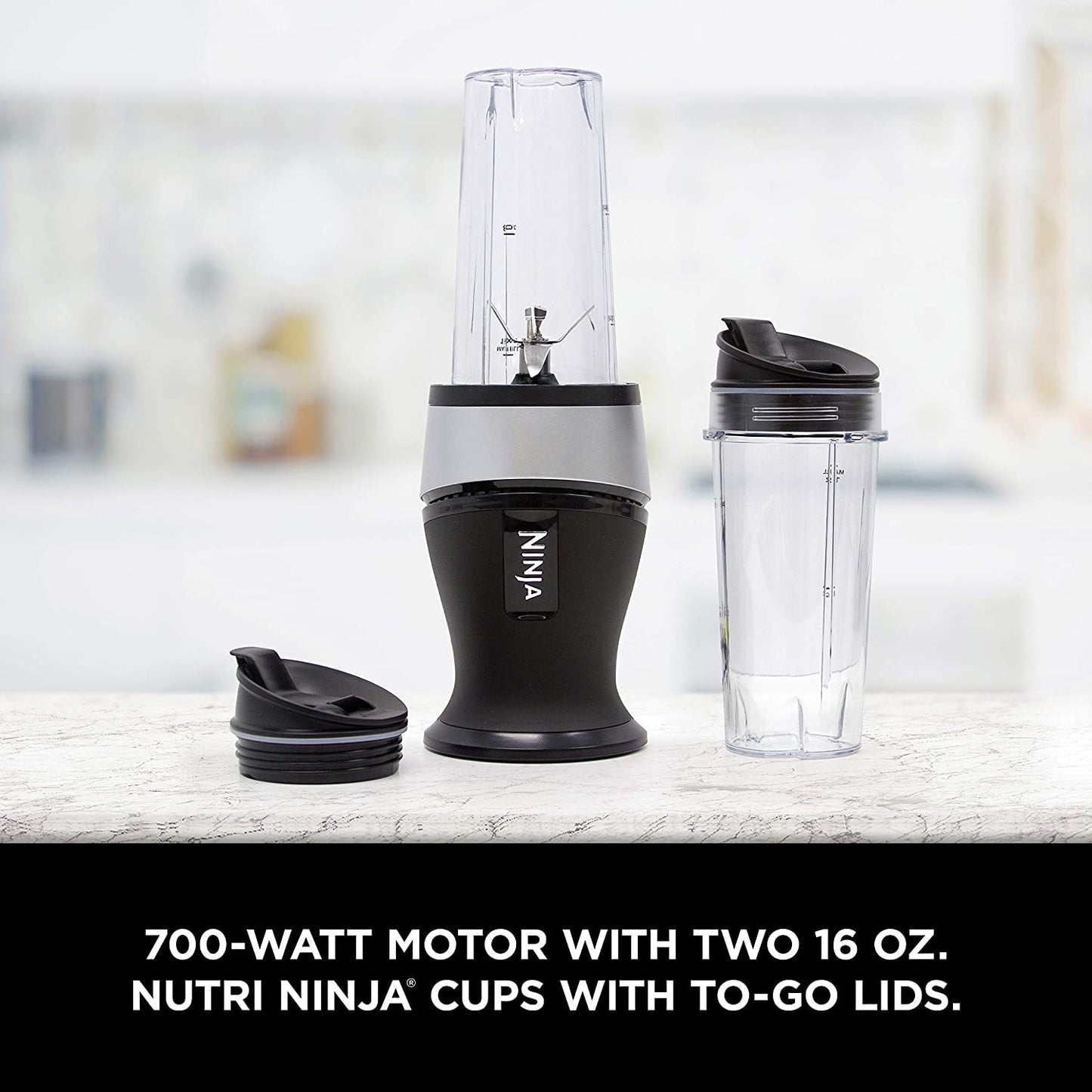 Ninja Fit Compact Personal Portable Blender, 700-Watt Base, (2) 16-oz. Cups and Spout Lids
