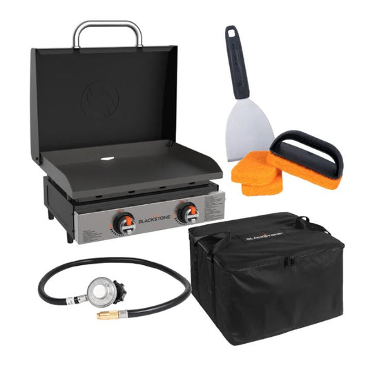 Blackstone Original 22” Tabletop Pre Seasoned Griddle with Hood Bundle