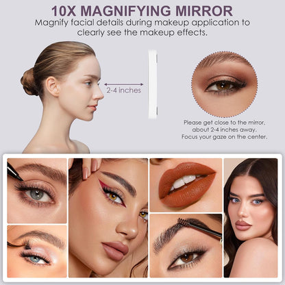 Lighted Vanity Makeup Mirror 14x12" with 9 Bulbs, Touch Control, 3 Color Modes