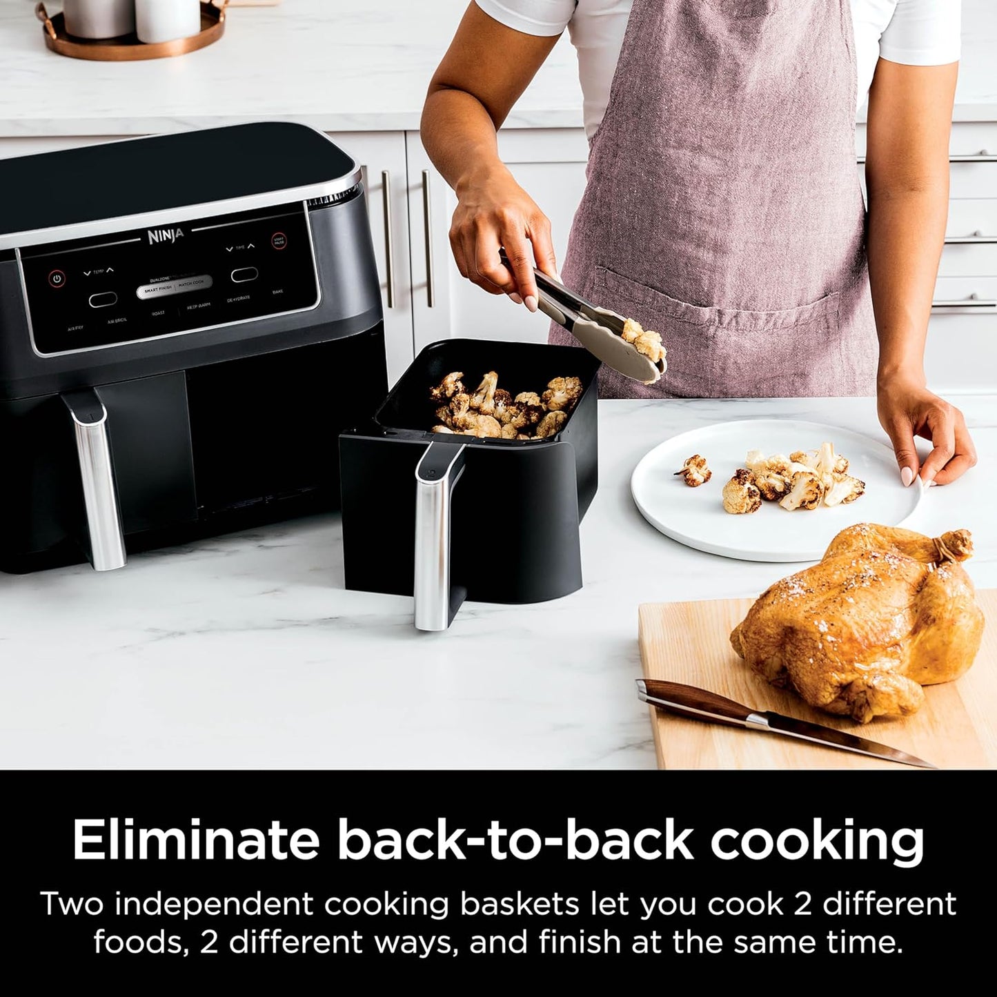Ninja Foodi 10-qt. 6-in-1 DualZone XL Air Fryer, 2 Independent Baskets, Black, DZ302C (Canadian Version)