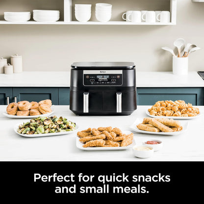 Ninja Foodi DZ090C 6-Qt Dual Basket Air Fryer with DualZone Technology, 5-in-1 Air Fry, Bake, Roast, Reheat & Dehydrate, Black