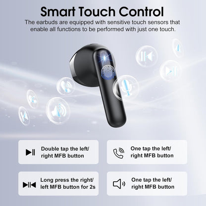 2025 New Bluetooth 5.4 Wireless Earbuds – Mini HiFi Stereo with 4 ENC Noise Cancelling Mics, 40H Battery, USB-C, IP7 Waterproof – Ideal for Sports & Workouts