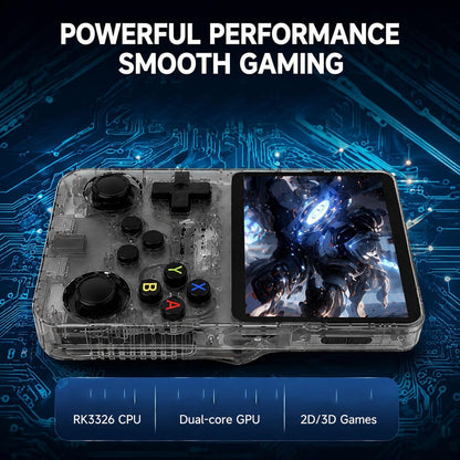R36S Retro Handheld Game Console with 3.5" IPS Screen, 15+ Emulators & 3500mAh Battery – Smoke Gray
