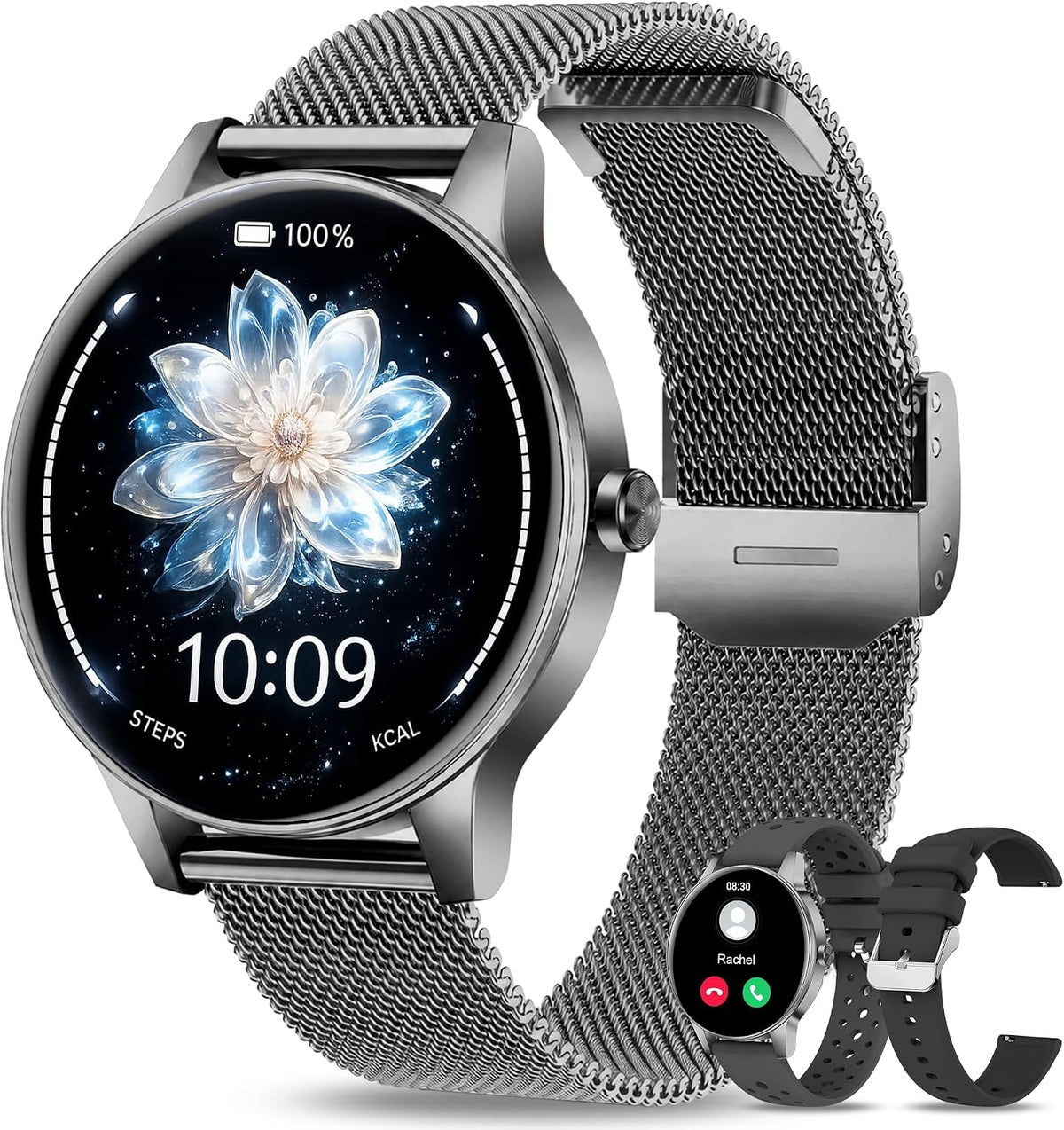 HER Luxury Smart Watch with Bluetooth Calling, 1.32" Custom Dial Fitness Tracker – Heart Rate, Sleep & Step Monitor, Waterproof, Android & iPhone Compatible