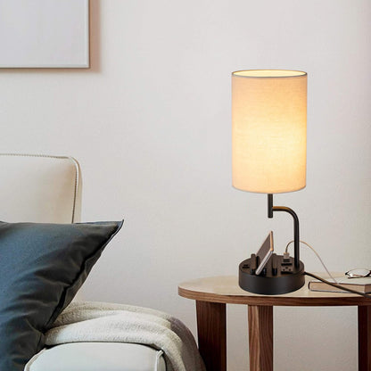 Bedside Table Lamp Set (2-Pack) with USB Ports & AC Outlet