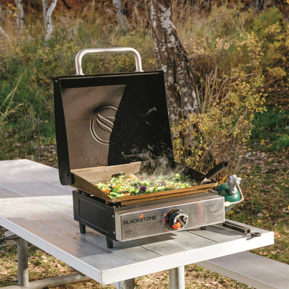 Blackstone 17" Portable Propane Gas Griddle, Stainless Steel Tabletop Flat Top Grill, 12,000 BTU Outdoor Camping BBQ Grill, Black