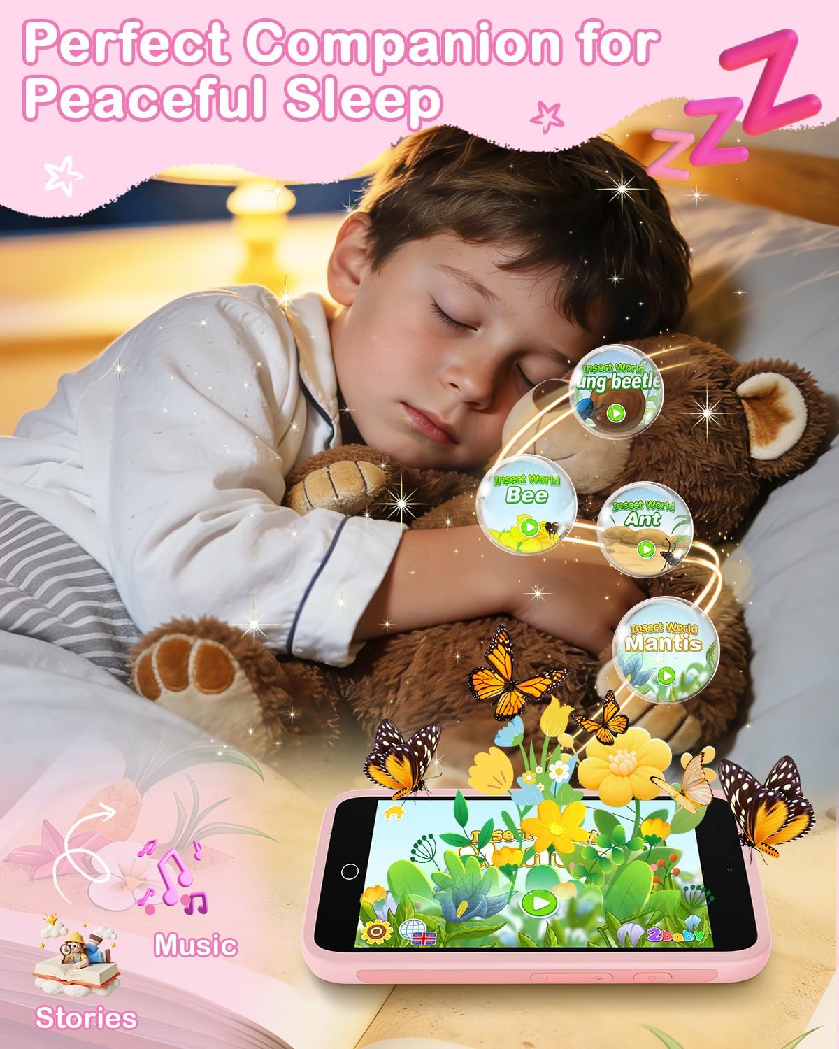 Kids Smart Toy Phone with Dual Camera, 3.97" Touchscreen, 210+ Learning Games, 190+ Drawing Activities, 8GB for Ages 3-12