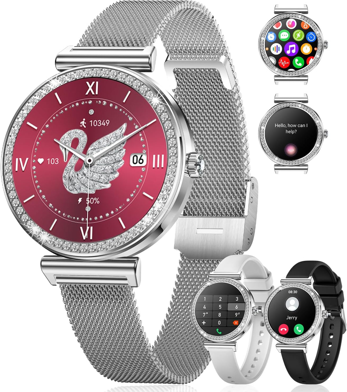 HER Luxury Smart Watch with Bluetooth Calling, 1.32" Custom Dial Fitness Tracker – Heart Rate, Sleep & Step Monitor, Waterproof, Android & iPhone Compatible