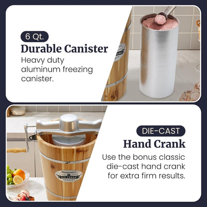 Elite Gourmet Old Fashioned 6 Quart Vintage Wood Bucket Electric Maker Machine