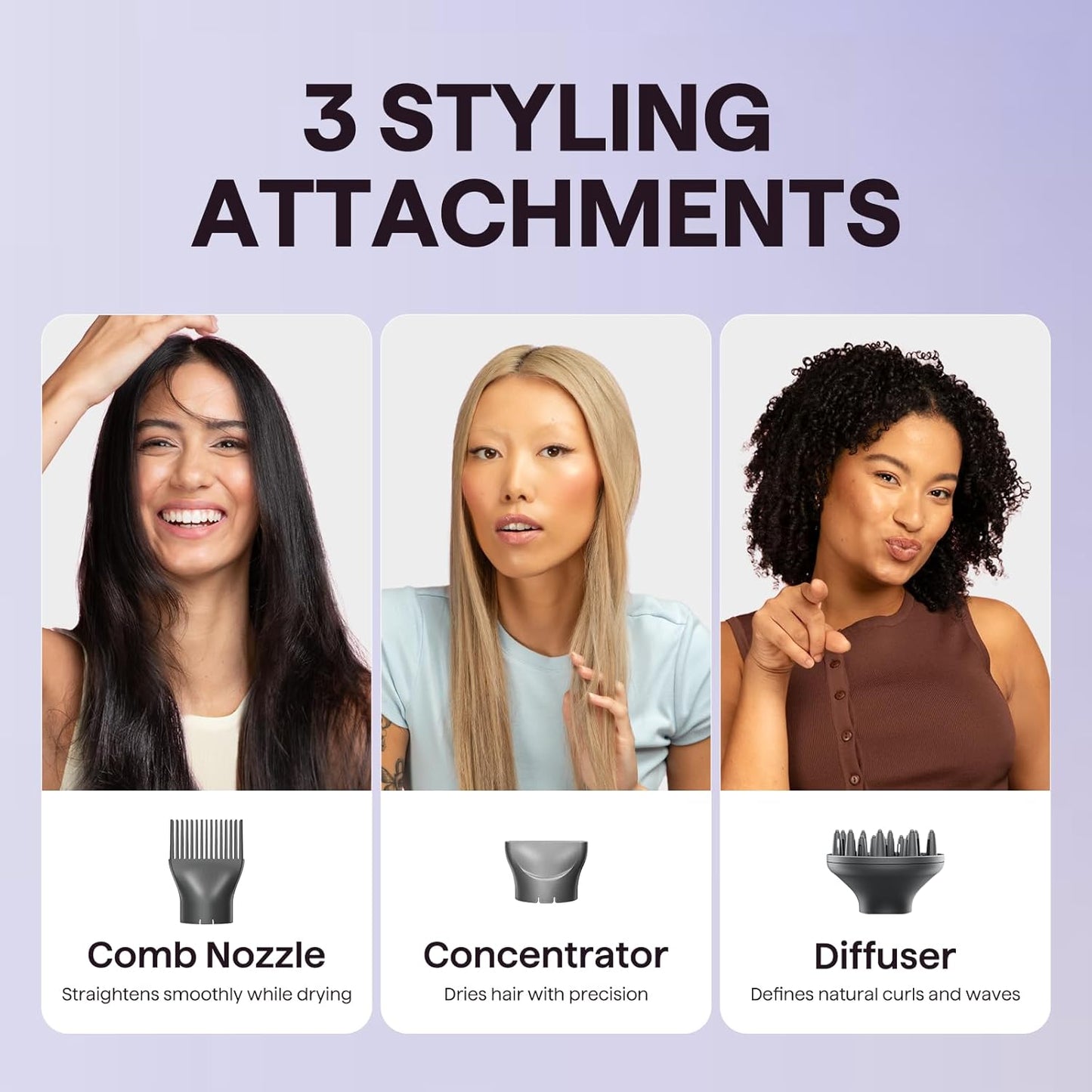 Ultrends 1875W Ionic Hair Dryer with Diffuser & Concentrator – Lightweight Fast-Dry Blow Dryer