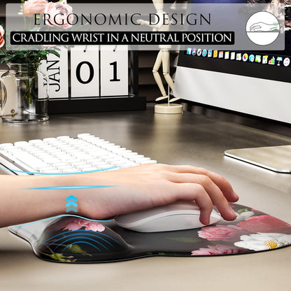 Ergonomic Gel Mouse Pad with Wrist Rest – Non-Slip Base, Smooth Lycra Surface (9.4" x 8.1")