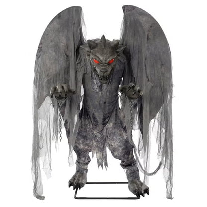 7.3 ft Animated Grim Stone Gargoyle Halloween Decoration