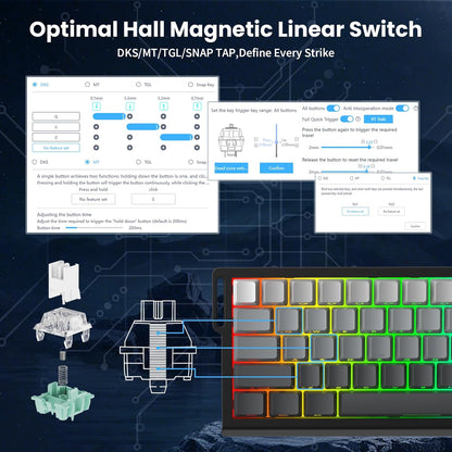 X68 HE 8000Hz Rapid Trigger Magnetic Gaming Keyboard – 0.01mm RT, RGB, 60% - Moonlight