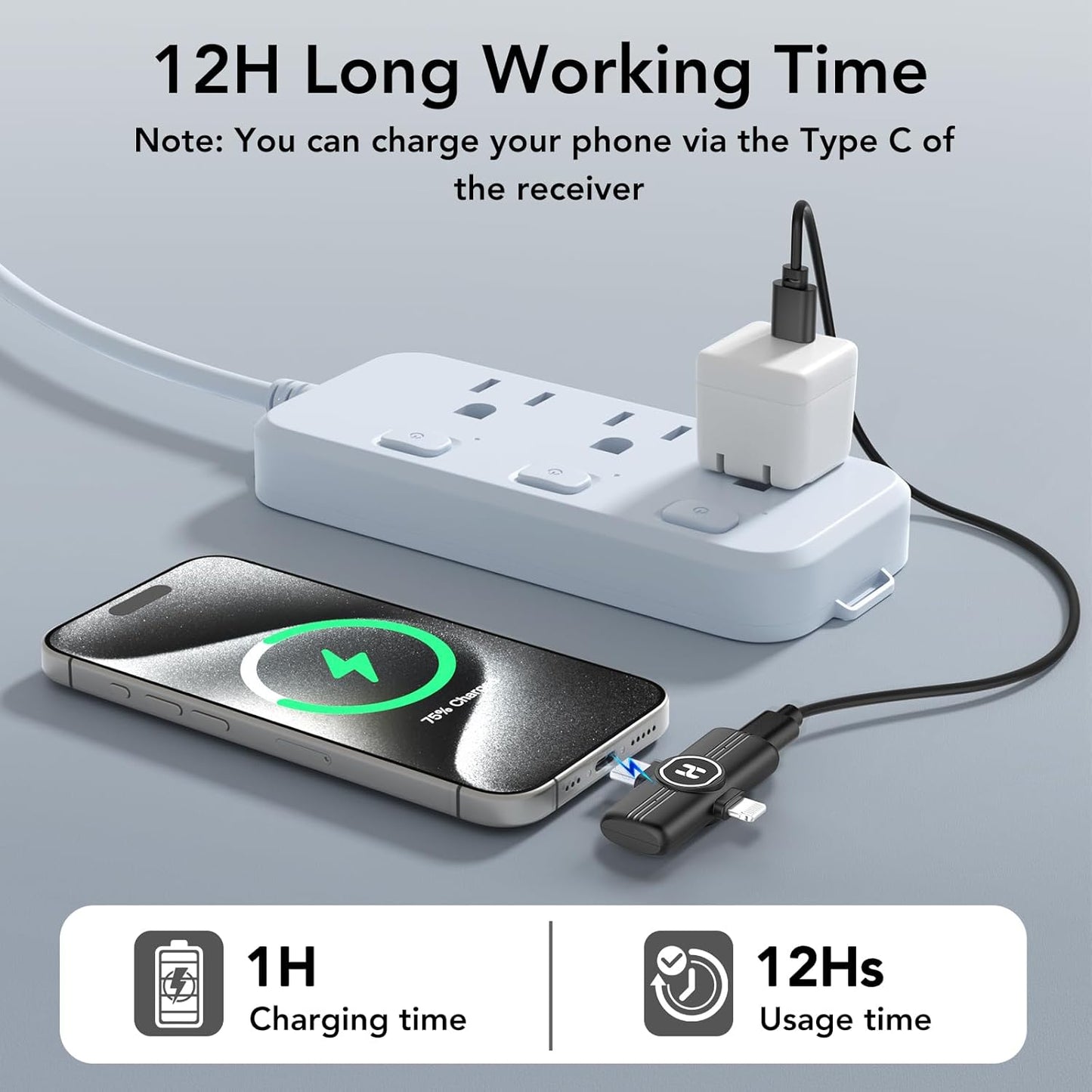 ULTRENDS Wireless Lavalier Microphone 2-Pack with AI Noise Cancelling for iPhone & Android