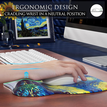Ergonomic Gel Mouse Pad with Wrist Rest – Non-Slip Base, Smooth Lycra Surface (9.4" x 8.1")