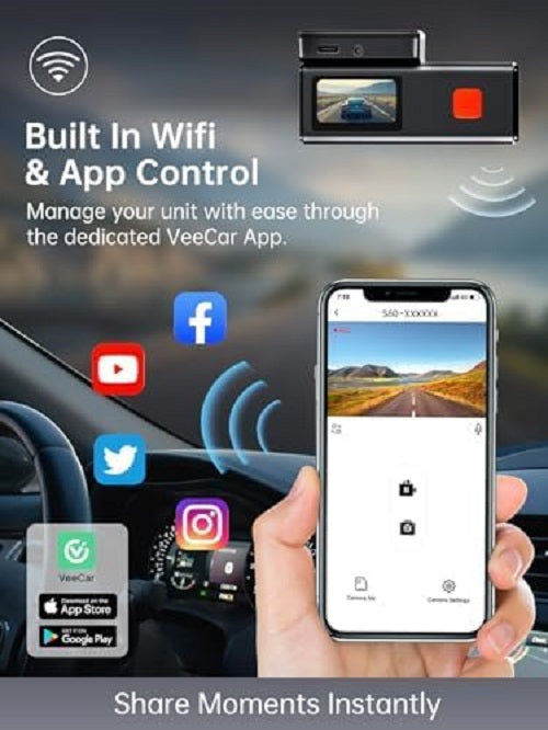 ULTRENDS 4K Dual Dash Cam Front and Rear with 1.47" Display, Wi-Fi Car Camera with 64GB Card, G-Sensor, App Control, and 24H Parking Monitor