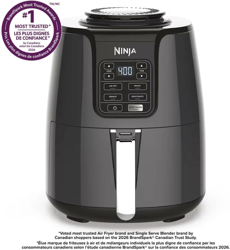 Ninja AF100C Air Fryer, 4-Qt Capacity, Non-Stick, Air Fry, Roast, Reheat, Dehydrate, Charcoal Grey (Canadian Version)