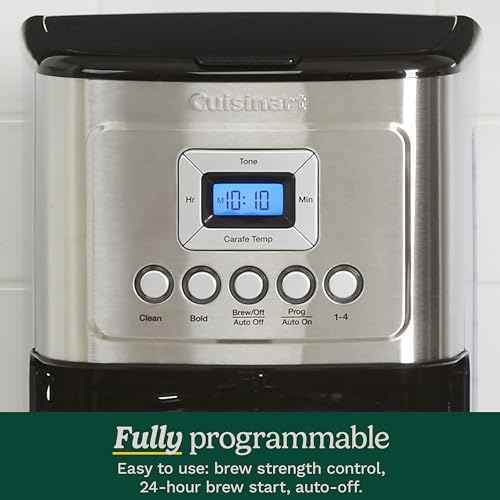 Cuisinart 14-Cup Programmable Coffee Maker with PerfecTemp Glass Carafe, 1-4 Cup Setting, Brew Strength Control and Brew Pause, Stainless Steel (DCC-3200C)