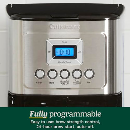 Cuisinart 14-Cup Programmable Coffee Maker with PerfecTemp Glass Carafe, 1-4 Cup Setting, Brew Strength Control and Brew Pause, Stainless Steel (DCC-3200C)