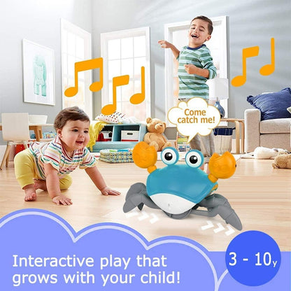 Interactive Crawling Crab Baby Toy - Electronic Light-Up with Music, Perfect for Boys and Girls Learning (Blue)