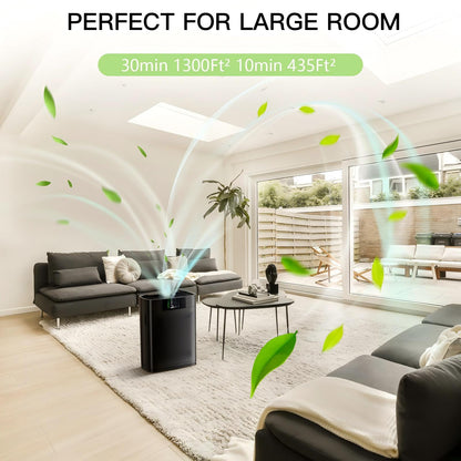 Air Purifiers Large Room Up to 1300 Ft², with Air Quality Monitor PM2.5, HEPA Sleep Mode, Aromatherapy for Allergies, Pet Hair, Pollen in Bedroom, AP2301, Black