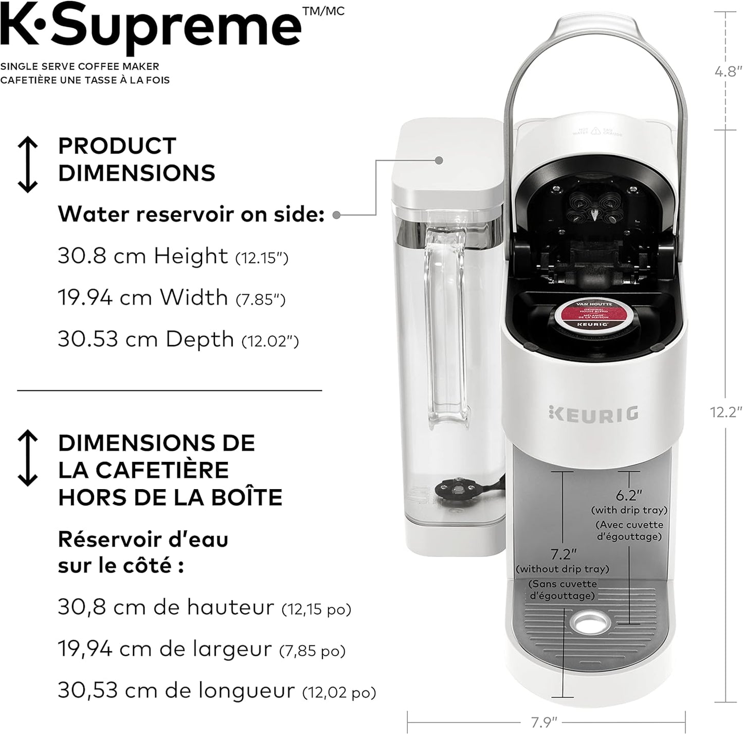Keurig K-Supreme Single Serve K-Cup Pod Coffee Maker, With MultiStream Technology, White