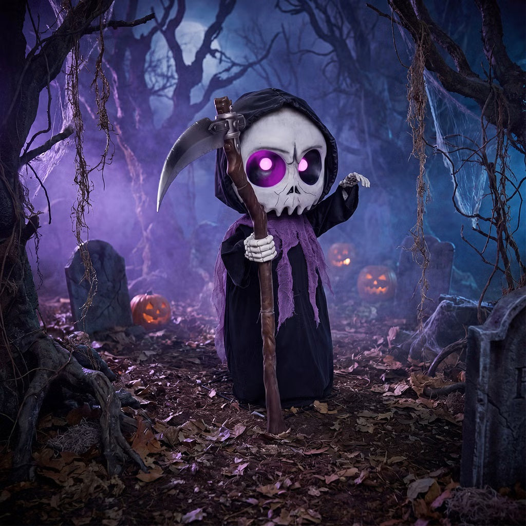 3ft Animated Lil Monster Halloween Decoration with LED Eyes, Spooky Sounds & Motion