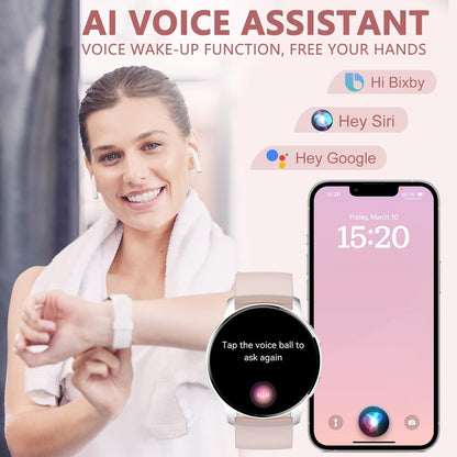 HER Luxury Smart Watch with Bluetooth Calling, 1.32" Custom Dial Fitness Tracker – Heart Rate, Sleep & Step Monitor, Waterproof, Android & iPhone Compatible